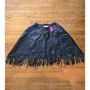 VTG Newport News Womens Black Leather Fringe Mini Skirt Size Small NWT